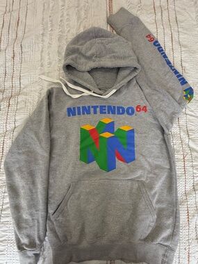 Nintendo Grey Hoodie with Multicolor N64 Logo